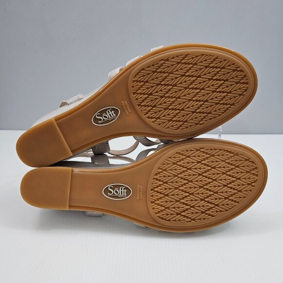 Sofft Scarlet Sandal Womens 8.5 Metallic Champagne Leather Strappy Wedge Comfort - Picture 14 of 16